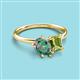 3 - Nadya Pear Shape Lab Created Alexandrite & Emerald Shape Peridot 2 Stone Duo Ring 