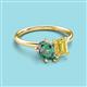 3 - Nadya Pear Shape Lab Created Alexandrite & Emerald Shape Yellow Sapphire 2 Stone Duo Ring 