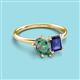3 - Nadya Pear Shape Lab Created Alexandrite & Emerald Shape Iolite 2 Stone Duo Ring 