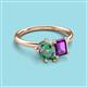3 - Nadya Pear Shape Lab Created Alexandrite & Emerald Shape Amethyst 2 Stone Duo Ring 