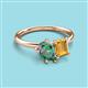 3 - Nadya Pear Shape Lab Created Alexandrite & Emerald Shape Citrine 2 Stone Duo Ring 