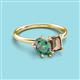 3 - Nadya Pear Shape Lab Created Alexandrite & Emerald Shape Smoky Quartz 2 Stone Duo Ring 