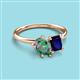 3 - Nadya Pear Shape Lab Created Alexandrite & Emerald Shape Blue Sapphire 2 Stone Duo Ring 