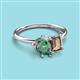 3 - Nadya Pear Shape Lab Created Alexandrite & Emerald Shape Smoky Quartz 2 Stone Duo Ring 