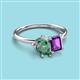 3 - Nadya Pear Shape Lab Created Alexandrite & Emerald Shape Amethyst 2 Stone Duo Ring 