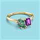 3 - Nadya Pear Shape Lab Created Alexandrite & Emerald Shape Amethyst 2 Stone Duo Ring 