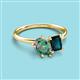 3 - Nadya Pear Shape Lab Created Alexandrite & Emerald Shape London Blue Topaz 2 Stone Duo Ring 