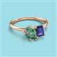 3 - Nadya Pear Shape Lab Created Alexandrite & Emerald Shape Iolite 2 Stone Duo Ring 