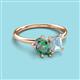 3 - Nadya Pear Shape Lab Created Alexandrite & Emerald Shape Aquamarine 2 Stone Duo Ring 