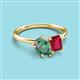 3 - Nadya Pear Shape Lab Created Alexandrite & Emerald Shape Ruby 2 Stone Duo Ring 