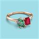 3 - Nadya Pear Shape Lab Created Alexandrite & Emerald Shape Ruby 2 Stone Duo Ring 