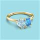 3 - Nadya Pear Shape Aquamarine & Emerald Shape Blue Topaz 2 Stone Duo Ring 