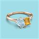 3 - Nadya Pear Shape Aquamarine & Emerald Shape Citrine 2 Stone Duo Ring 