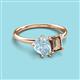 3 - Nadya Pear Shape Aquamarine & Emerald Shape Smoky Quartz 2 Stone Duo Ring 