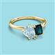 3 - Nadya Pear Shape Aquamarine & Emerald Shape London Blue Topaz 2 Stone Duo Ring 
