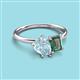 3 - Nadya Pear Shape Aquamarine & Emerald Shape Lab Created Alexandrite 2 Stone Duo Ring 