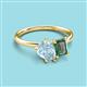 3 - Nadya Pear Shape Aquamarine & Emerald Shape Lab Created Alexandrite 2 Stone Duo Ring 