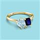 3 - Nadya Pear Shape Aquamarine & Emerald Shape Blue Sapphire 2 Stone Duo Ring 