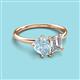 3 - Nadya Pear Shape Aquamarine & Emerald Shape GIA Certified Diamond 2 Stone Duo Ring 