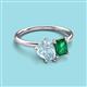 3 - Nadya Pear Shape Aquamarine & Emerald Shape Emerald 2 Stone Duo Ring 