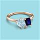 3 - Nadya Pear Shape Aquamarine & Emerald Shape Blue Sapphire 2 Stone Duo Ring 