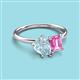 3 - Nadya Pear Shape Aquamarine & Emerald Shape Pink Sapphire 2 Stone Duo Ring 