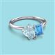 3 - Nadya Pear Shape Aquamarine & Emerald Shape Blue Topaz 2 Stone Duo Ring 