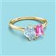 3 - Nadya Pear Shape Aquamarine & Emerald Shape Pink Sapphire 2 Stone Duo Ring 