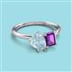 3 - Nadya Pear Shape Aquamarine & Emerald Shape Amethyst 2 Stone Duo Ring 