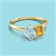 3 - Nadya Pear Shape Aquamarine & Emerald Shape Citrine 2 Stone Duo Ring 