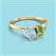 3 - Nadya Pear Shape Aquamarine & Emerald Shape Peridot 2 Stone Duo Ring 