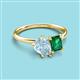 3 - Nadya Pear Shape Aquamarine & Emerald Shape Emerald 2 Stone Duo Ring 