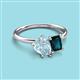 3 - Nadya Pear Shape Aquamarine & Emerald Shape London Blue Topaz 2 Stone Duo Ring 