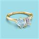3 - Nadya Pear Shape Aquamarine & Emerald Shape White Sapphire 2 Stone Duo Ring 