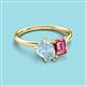 3 - Nadya Pear Shape Aquamarine & Emerald Shape Pink Tourmaline 2 Stone Duo Ring 