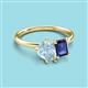 3 - Nadya Pear Shape Aquamarine & Emerald Shape Iolite 2 Stone Duo Ring 