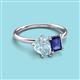 3 - Nadya Pear Shape Aquamarine & Emerald Shape Iolite 2 Stone Duo Ring 