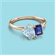 3 - Nadya Pear Shape Aquamarine & Emerald Shape Iolite 2 Stone Duo Ring 