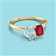 3 - Nadya Pear Shape Aquamarine & Emerald Shape Ruby 2 Stone Duo Ring 