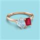 3 - Nadya Pear Shape Aquamarine & Emerald Shape Ruby 2 Stone Duo Ring 