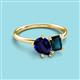 3 - Nadya Pear Shape Lab Created Blue Sapphire & Emerald Shape London Blue Topaz 2 Stone Duo Ring 