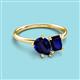 3 - Nadya Pear Shape Lab Created Blue Sapphire & Emerald Shape Blue Sapphire 2 Stone Duo Ring 