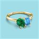 3 - Nadya Pear Shape Lab Created Emerald & Emerald Shape Blue Topaz 2 Stone Duo Ring 