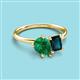 3 - Nadya Pear Shape Lab Created Emerald & Emerald Shape London Blue Topaz 2 Stone Duo Ring 