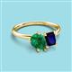 3 - Nadya Pear Shape Lab Created Emerald & Emerald Shape Blue Sapphire 2 Stone Duo Ring 