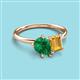3 - Nadya Pear Shape Lab Created Emerald & Emerald Shape Citrine 2 Stone Duo Ring 