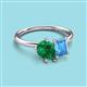 3 - Nadya Pear Shape Lab Created Emerald & Emerald Shape Blue Topaz 2 Stone Duo Ring 