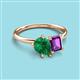 3 - Nadya Pear Shape Lab Created Emerald & Emerald Shape Amethyst 2 Stone Duo Ring 