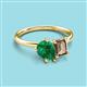 3 - Nadya Pear Shape Lab Created Emerald & Emerald Shape Smoky Quartz 2 Stone Duo Ring 