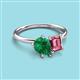 3 - Nadya Pear Shape Lab Created Emerald & Emerald Shape Pink Tourmaline 2 Stone Duo Ring 